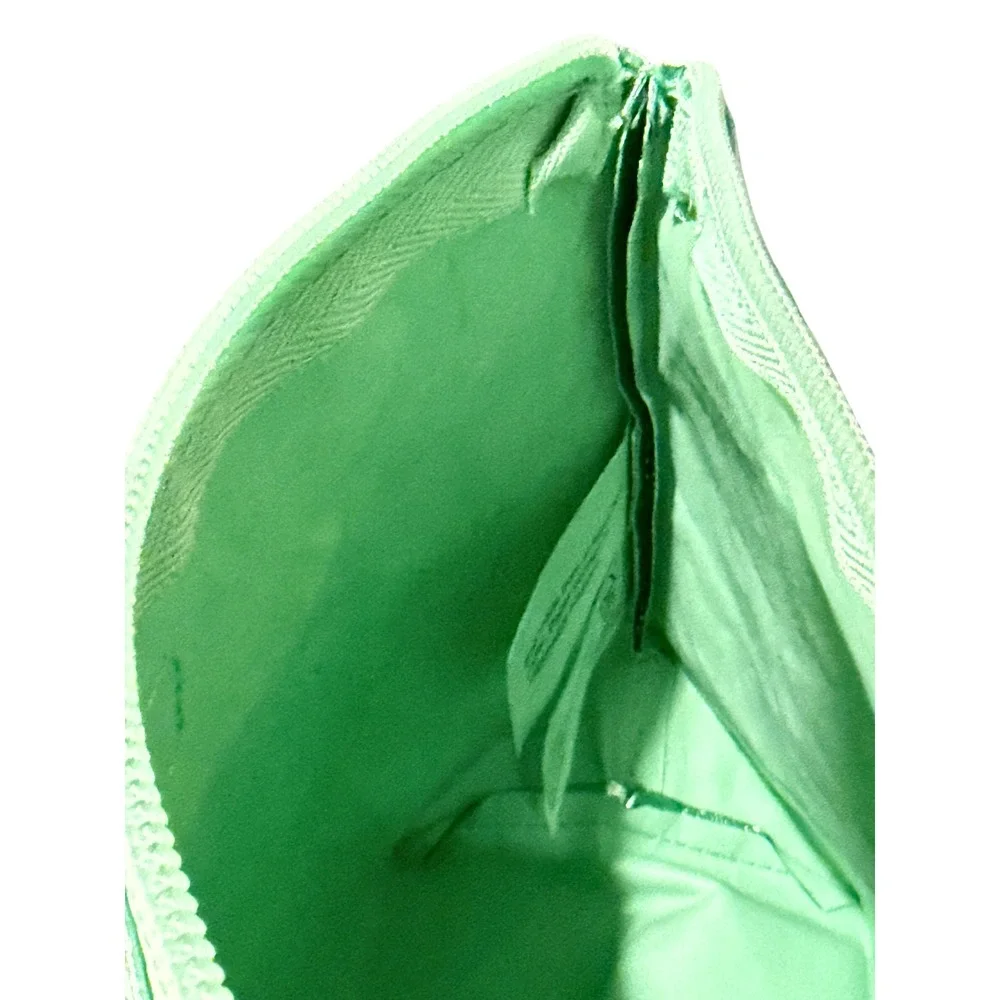 Clinique Green Metallic Textured Cosmetic Bag Pouch Clutch Zipper Easter Basket‎